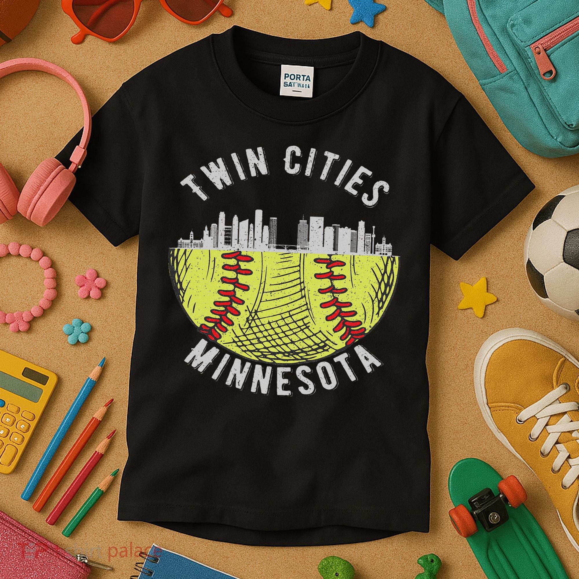 Cool Twin Cities Minnesota Mn Softball Skyline St. Paul Mpls Kids T-Shirt