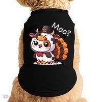Cute Turkey Cow Moo Funny Thanksgiving Doggie Tank thumb 0