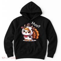 Cute Turkey Cow Moo Funny Thanksgiving Hoodie thumb 0