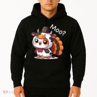 Cute Turkey Cow Moo Funny Thanksgiving Hoodie thumb 2