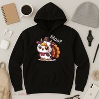 Cute Turkey Cow Moo Funny Thanksgiving Hoodie thumb 3