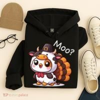 Cute Turkey Cow Moo Funny Thanksgiving Hoodie thumb 4