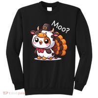 Cute Turkey Cow Moo Funny Thanksgiving Sweatshirt thumb 0