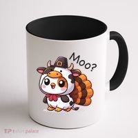 Cute Turkey Cow Moo Funny Thanksgiving Coffee Mug thumb 1
