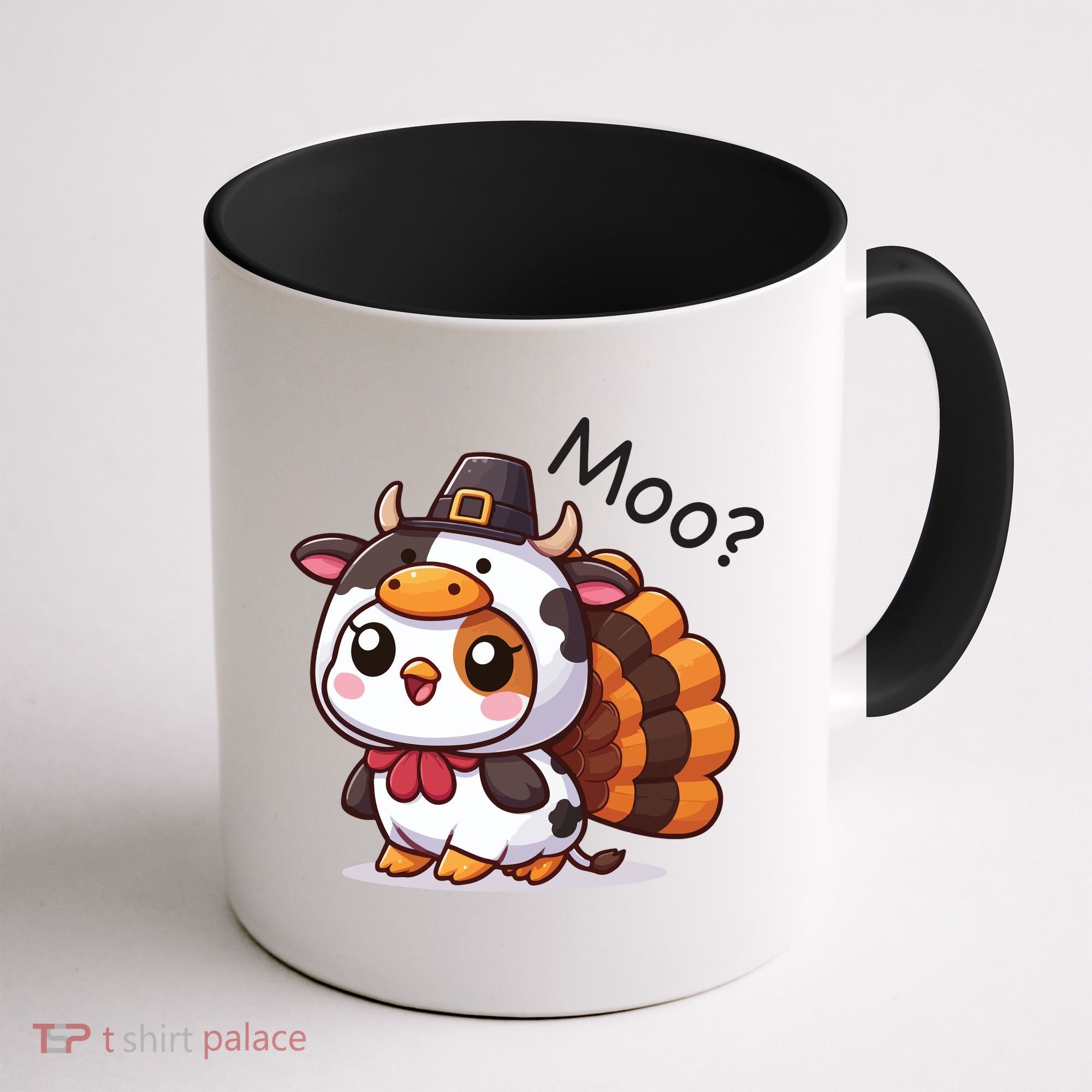 Cute Turkey Cow Moo Funny Thanksgiving Coffee Mug