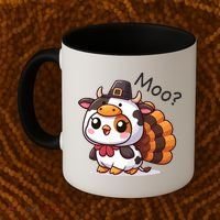 Cute Turkey Cow Moo Funny Thanksgiving Coffee Mug thumb 2