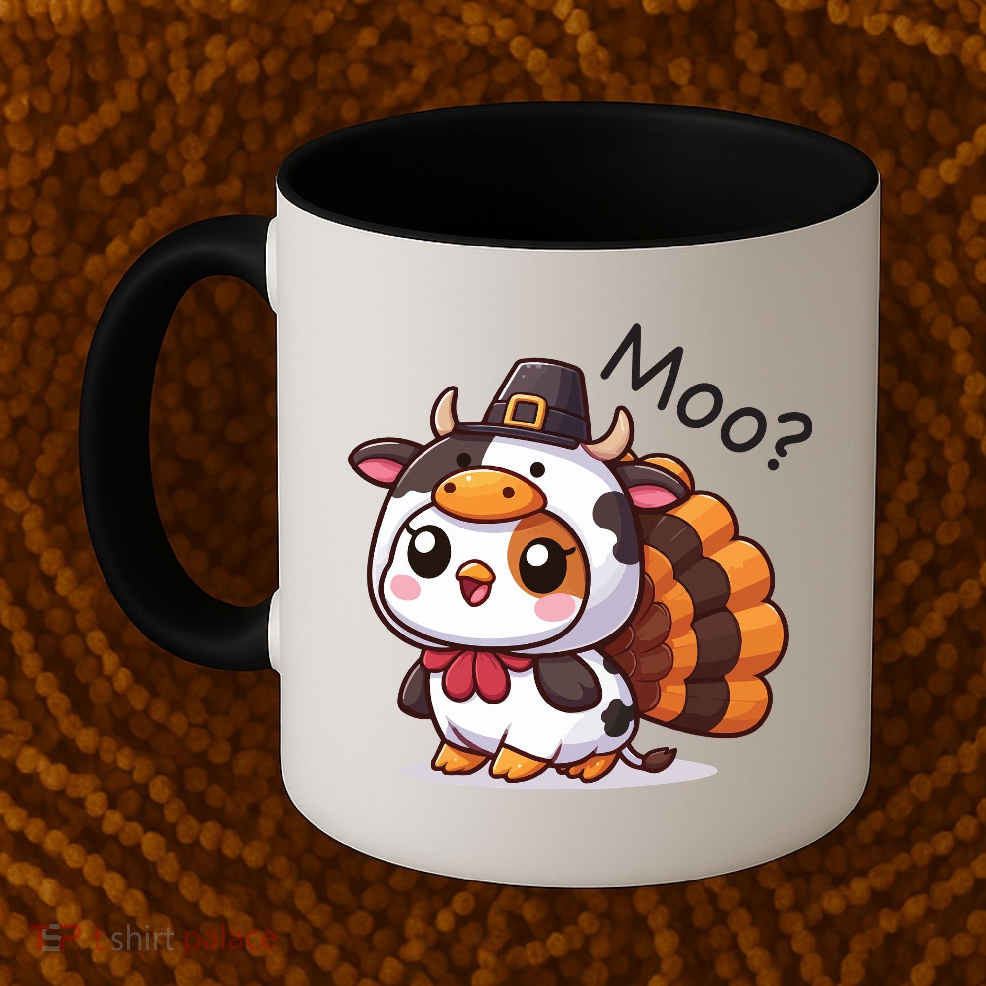 Cute Turkey Cow Moo Funny Thanksgiving Coffee Mug