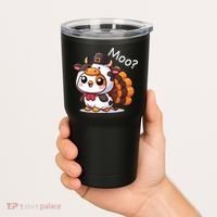 Cute Turkey Cow Moo Funny Thanksgiving Tumbler thumb 2