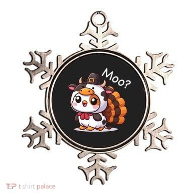 Cute Turkey Cow Moo Funny Thanksgiving Ornament