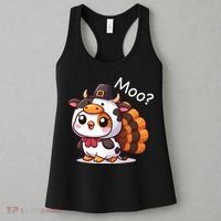 Cute Turkey Cow Moo Funny Thanksgiving Women's Tank Top thumb 3