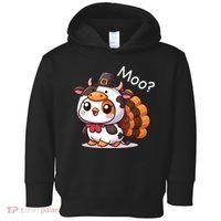 Cute Turkey Cow Moo Funny Thanksgiving Toddler Hoodie thumb 0