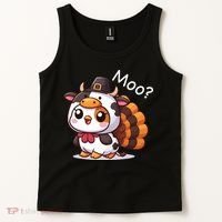 Cute Turkey Cow Moo Funny Thanksgiving Tank Top thumb 2