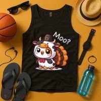 Cute Turkey Cow Moo Funny Thanksgiving Tank Top thumb 4
