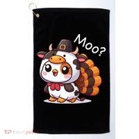 Cute Turkey Cow Moo Funny Thanksgiving Golf Towel thumb 0
