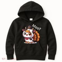 Cute Turkey Cow Moo Funny Thanksgiving Kids Hoodie thumb 0