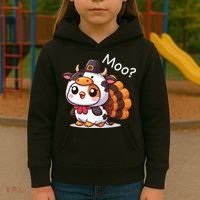 Cute Turkey Cow Moo Funny Thanksgiving Kids Hoodie thumb 3