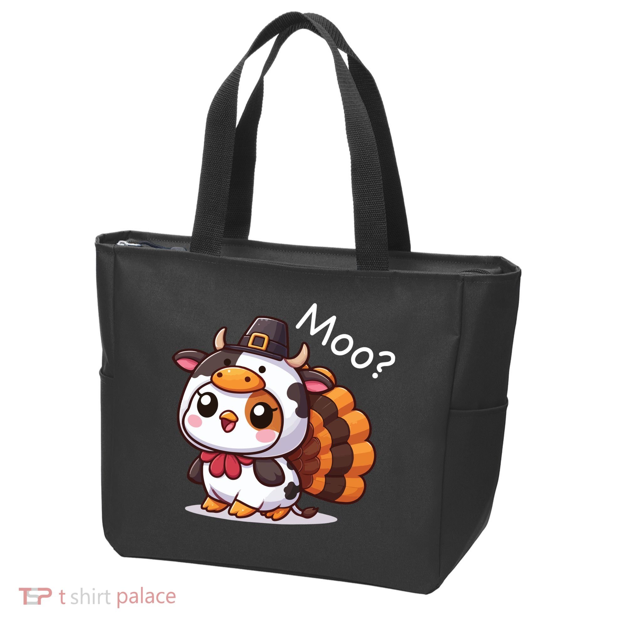 Cute Turkey Cow Moo Funny Thanksgiving Tote Bag