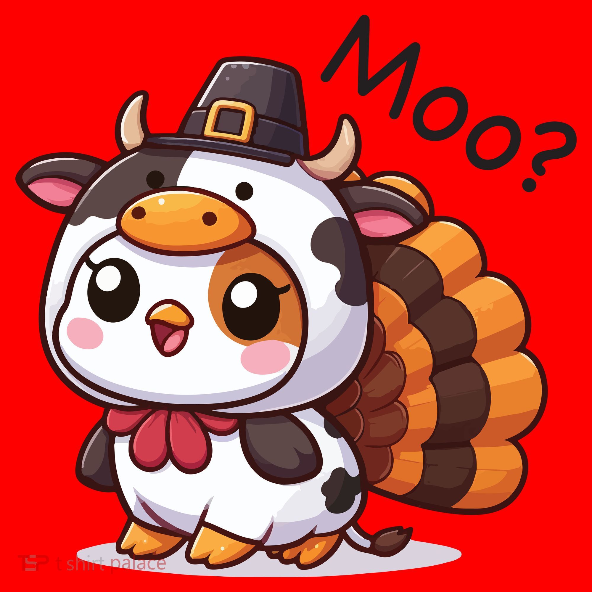 Cute Turkey Cow Moo Funny Thanksgiving Santa Hat