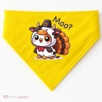 Cute Turkey Cow Moo Funny Thanksgiving USA-Made Doggie Bandana thumb 0
