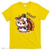 Cute Turkey Cow Moo Funny Thanksgiving T-Shirt thumb 0