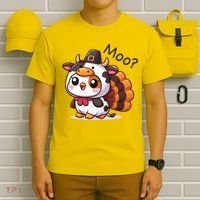 Cute Turkey Cow Moo Funny Thanksgiving T-Shirt thumb 6