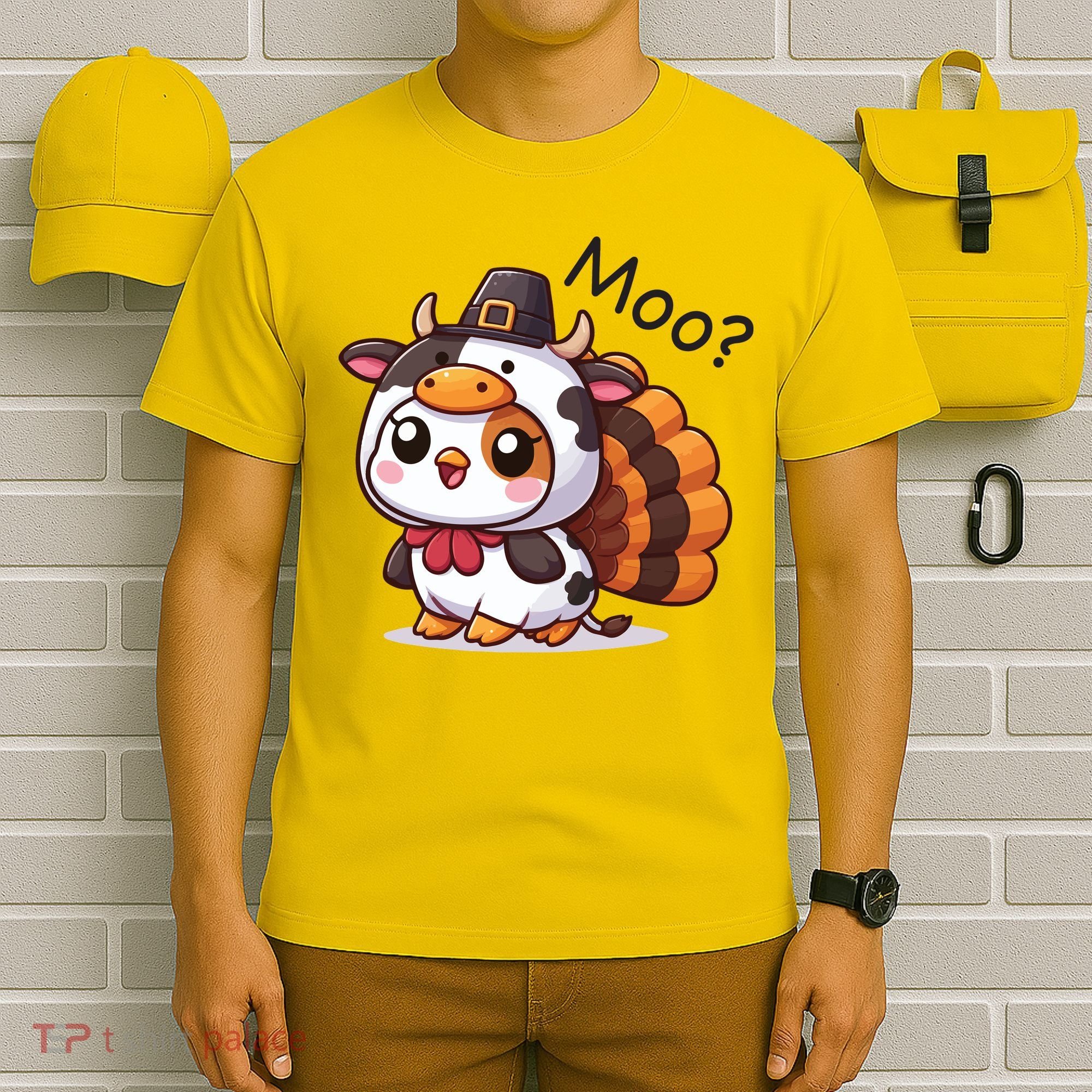 Cute Turkey Cow Moo Funny Thanksgiving T-Shirt