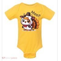 Cute Turkey Cow Moo Funny Thanksgiving Baby Bodysuit thumb 0