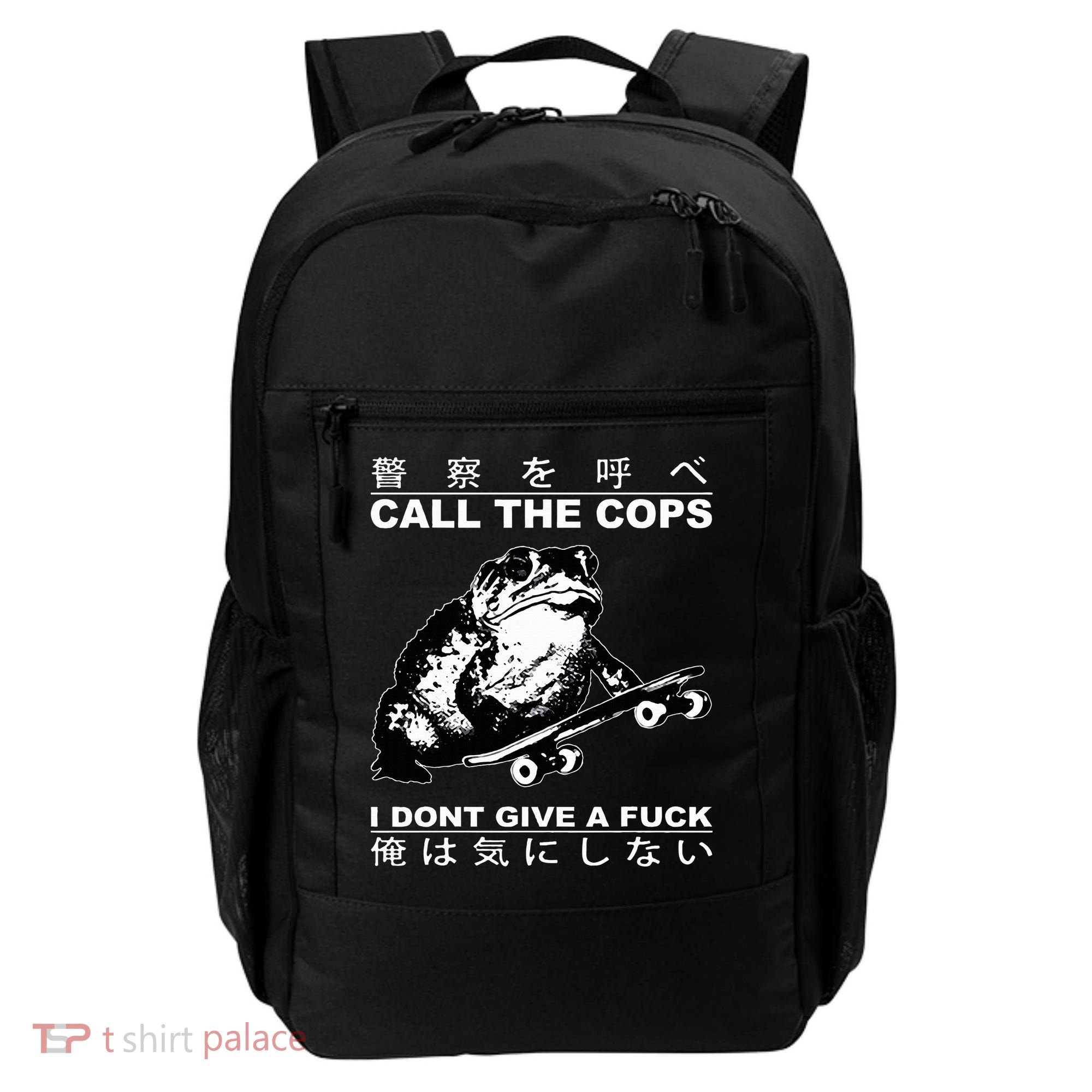 Call The Cops I Don’T Give A Fck Skateboarding Toad Japanese Backpack