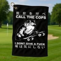 Call The Cops I Don’T Give A Fck Skateboarding Toad Japanese Golf Towel thumb 1