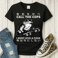 Call The Cops I Don’T Give A Fck Skateboarding Toad Japanese Women's T-Shirt thumb 3