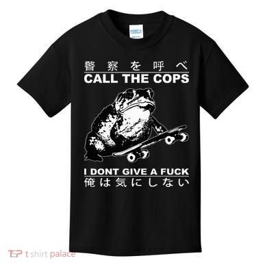 Call The Cops I Don’T Give A Fck Skateboarding Toad Japanese Kids T-Shirt