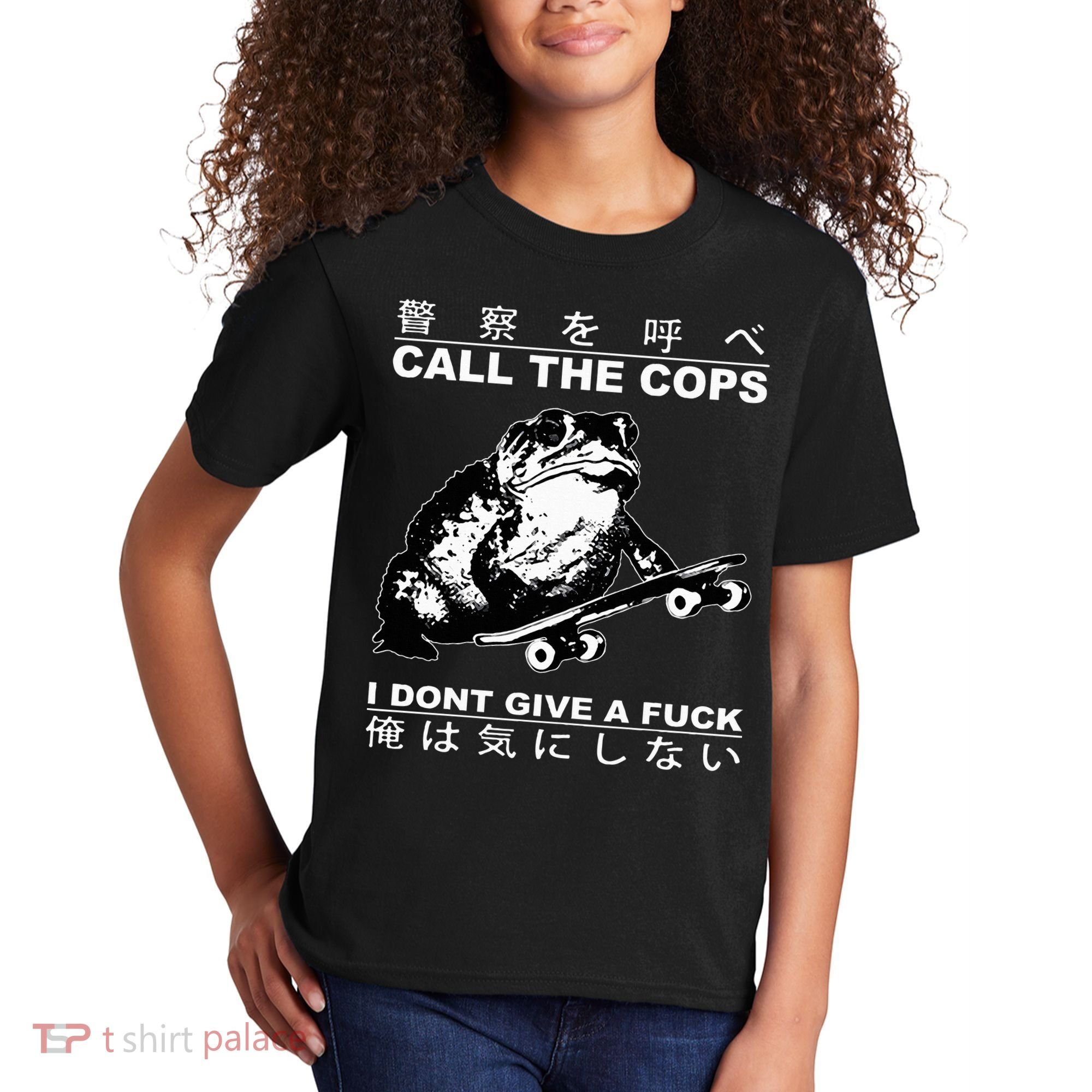 Call The Cops I Don’T Give A Fck Skateboarding Toad Japanese Kids T-Shirt