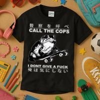 Call The Cops I Don’T Give A Fck Skateboarding Toad Japanese Kids T-Shirt thumb 3