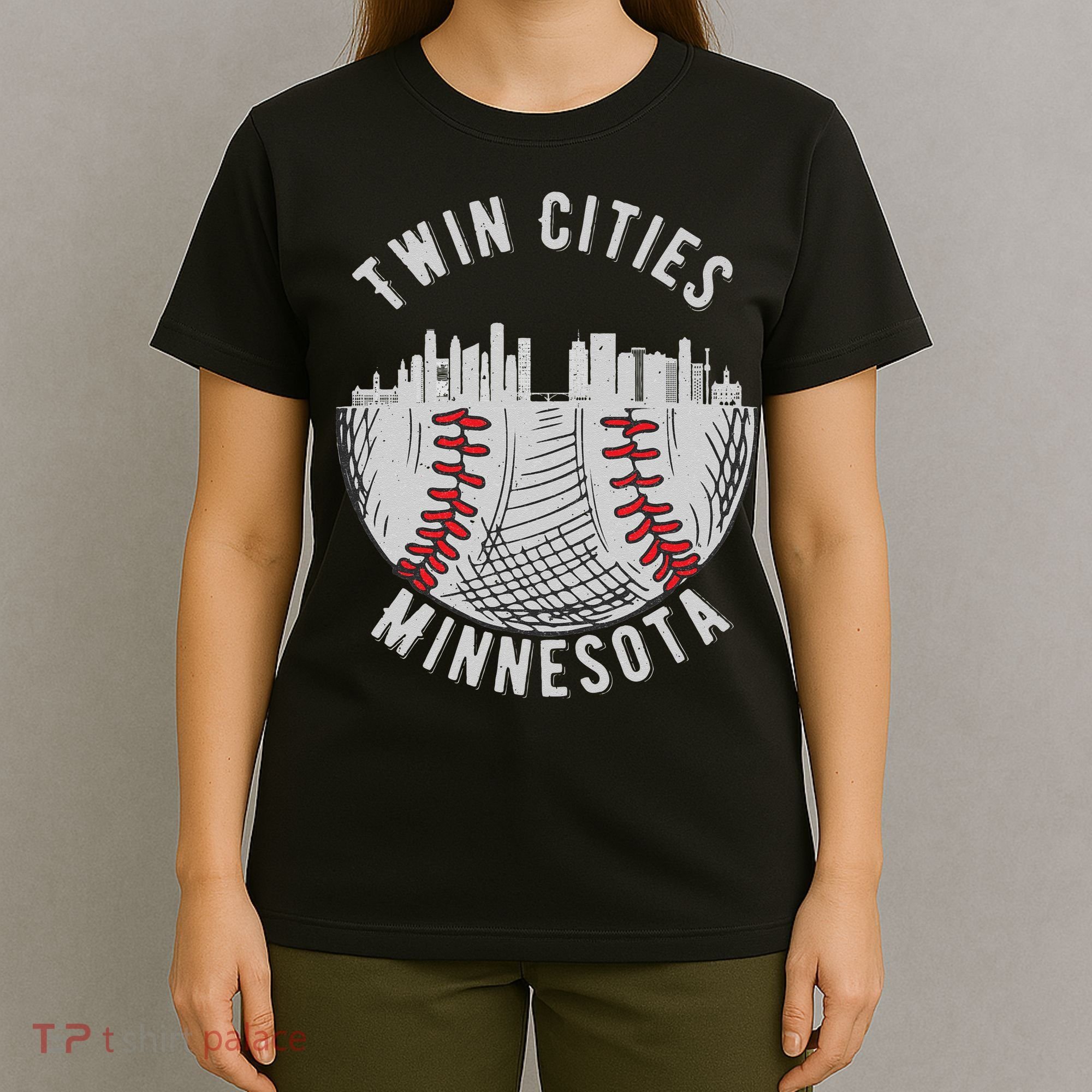 Cool Twin Cities Minnesota MN Baseball Skyline St. Paul MPLS T-Shirt