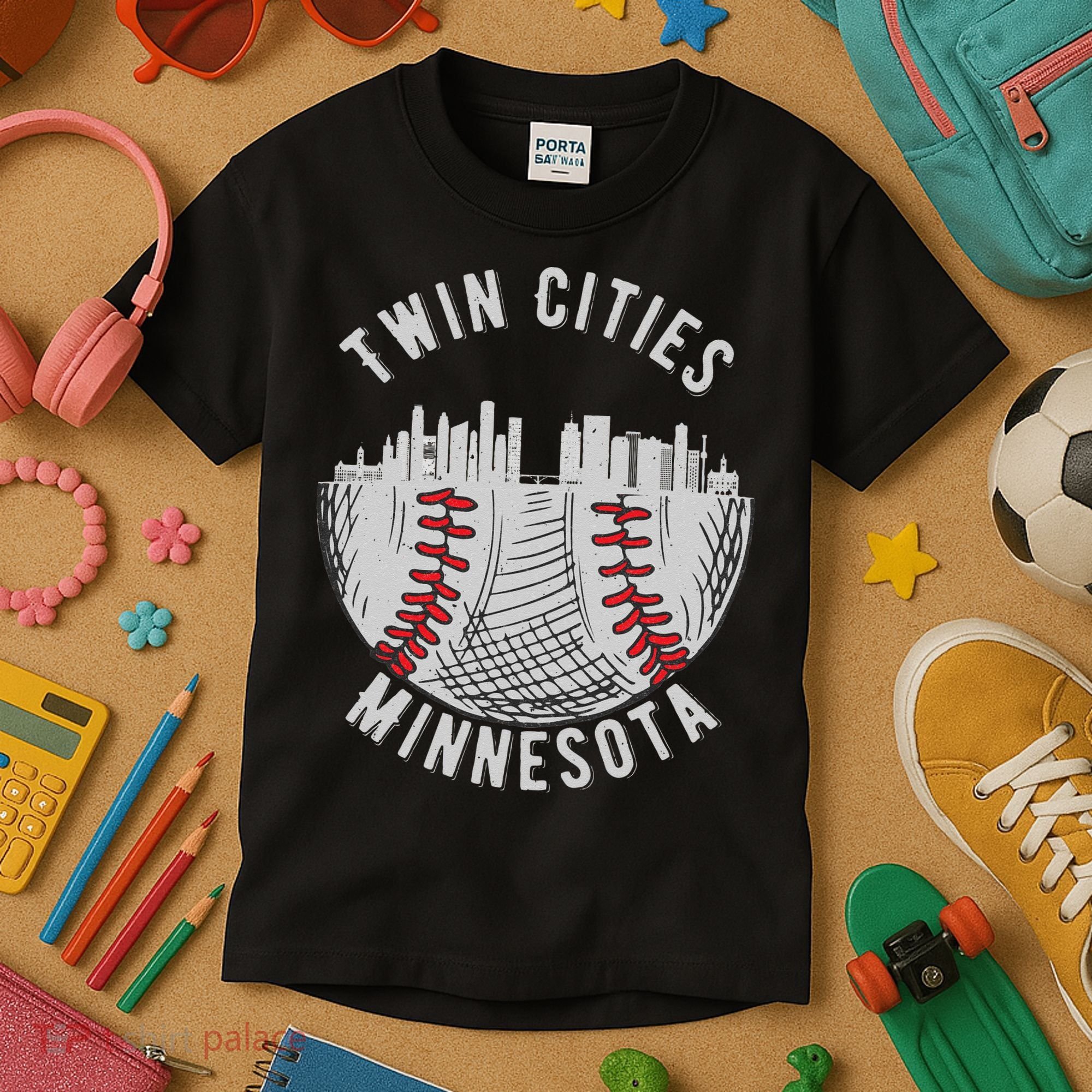 Cool Twin Cities Minnesota MN Baseball Skyline St. Paul MPLS Kids T-Shirt