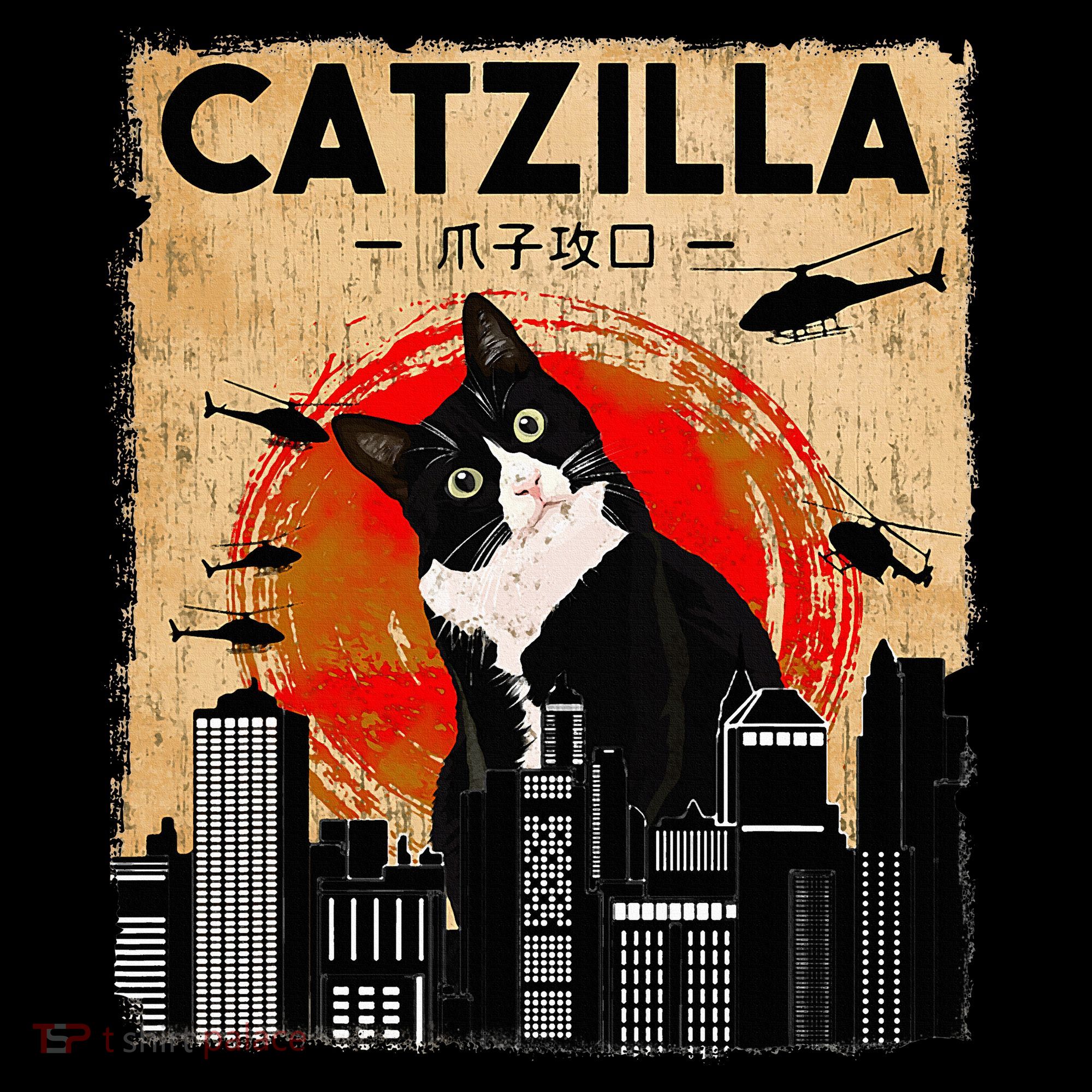 Catzilla Tuxedo Cat And Kitten Ornament