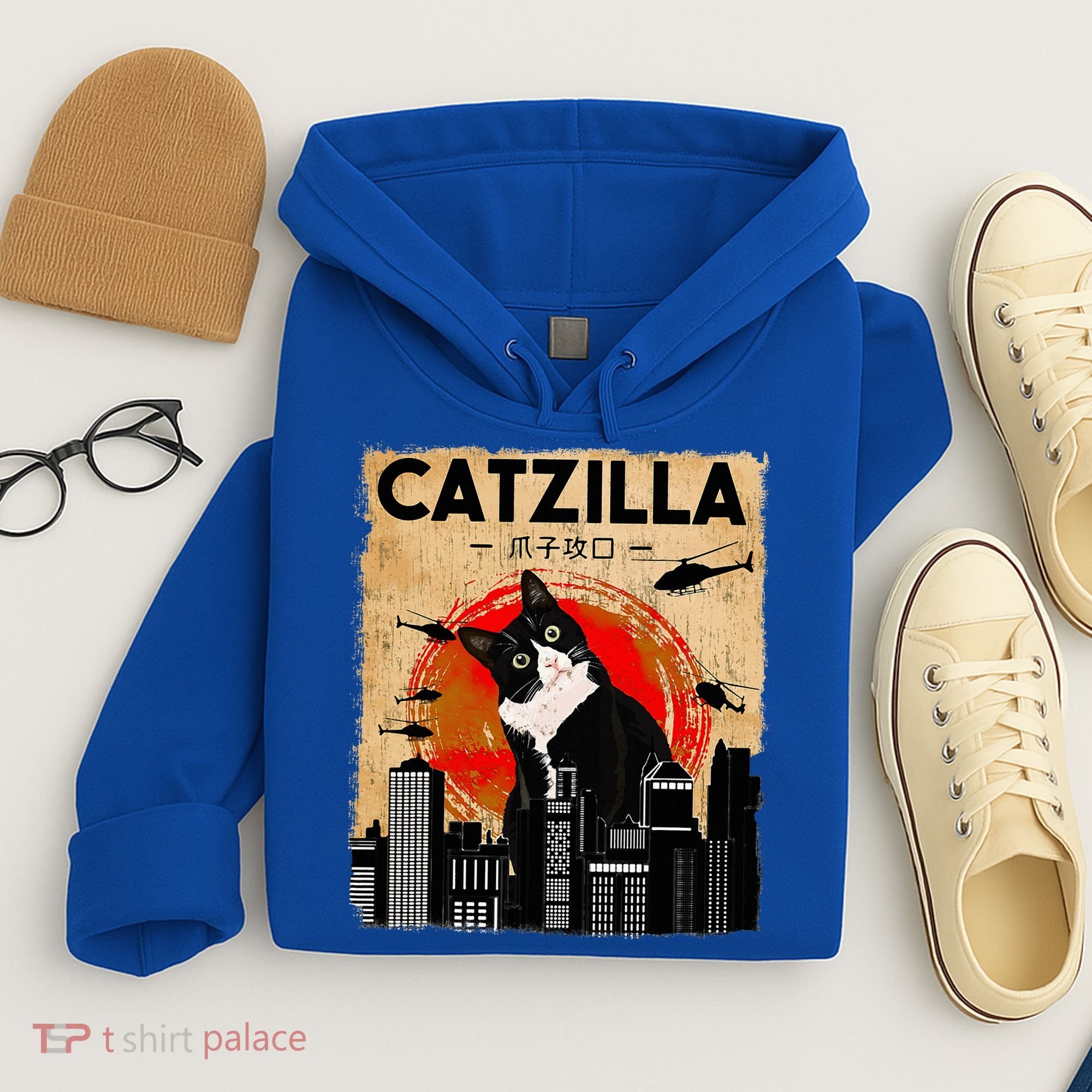 Catzilla Tuxedo Cat And Kitten Hoodie
