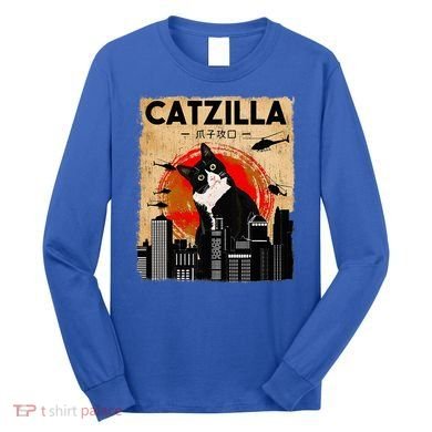 Catzilla Tuxedo Cat And Kitten Long Sleeve Shirt