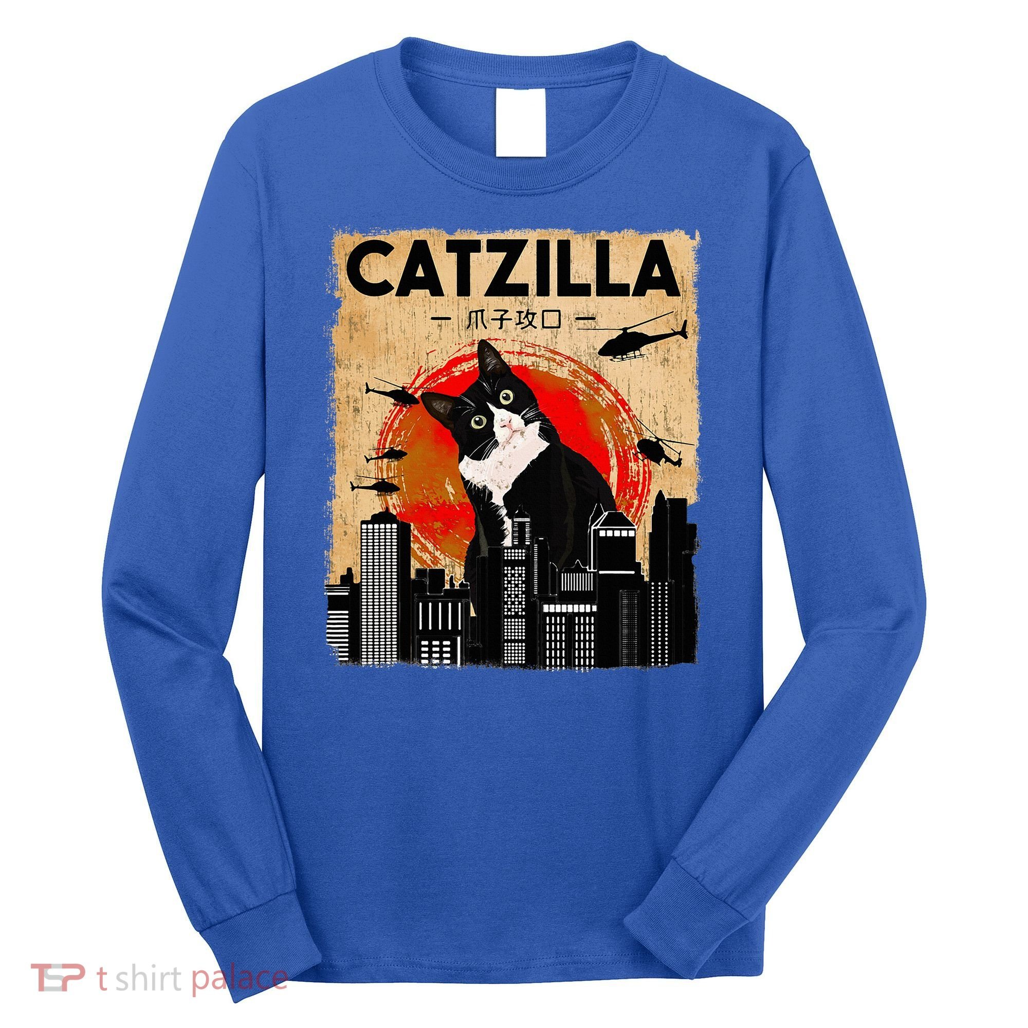 Catzilla Tuxedo Cat And Kitten Long Sleeve Shirt