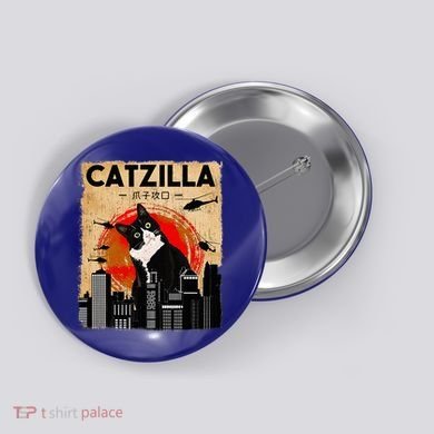 Catzilla Tuxedo Cat And Kitten Button