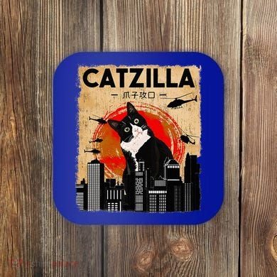 Catzilla Tuxedo Cat And Kitten Coaster