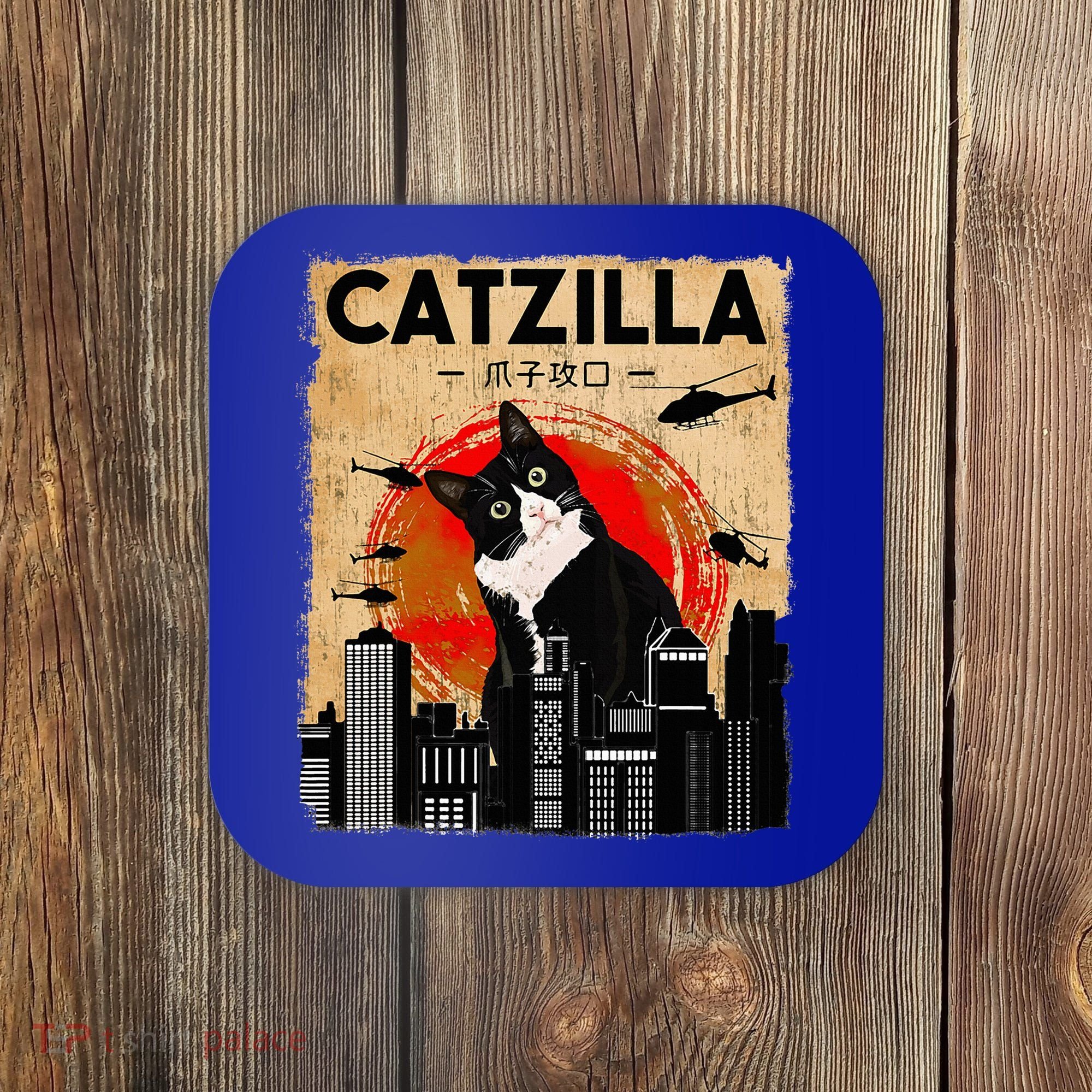 Catzilla Tuxedo Cat And Kitten Coaster