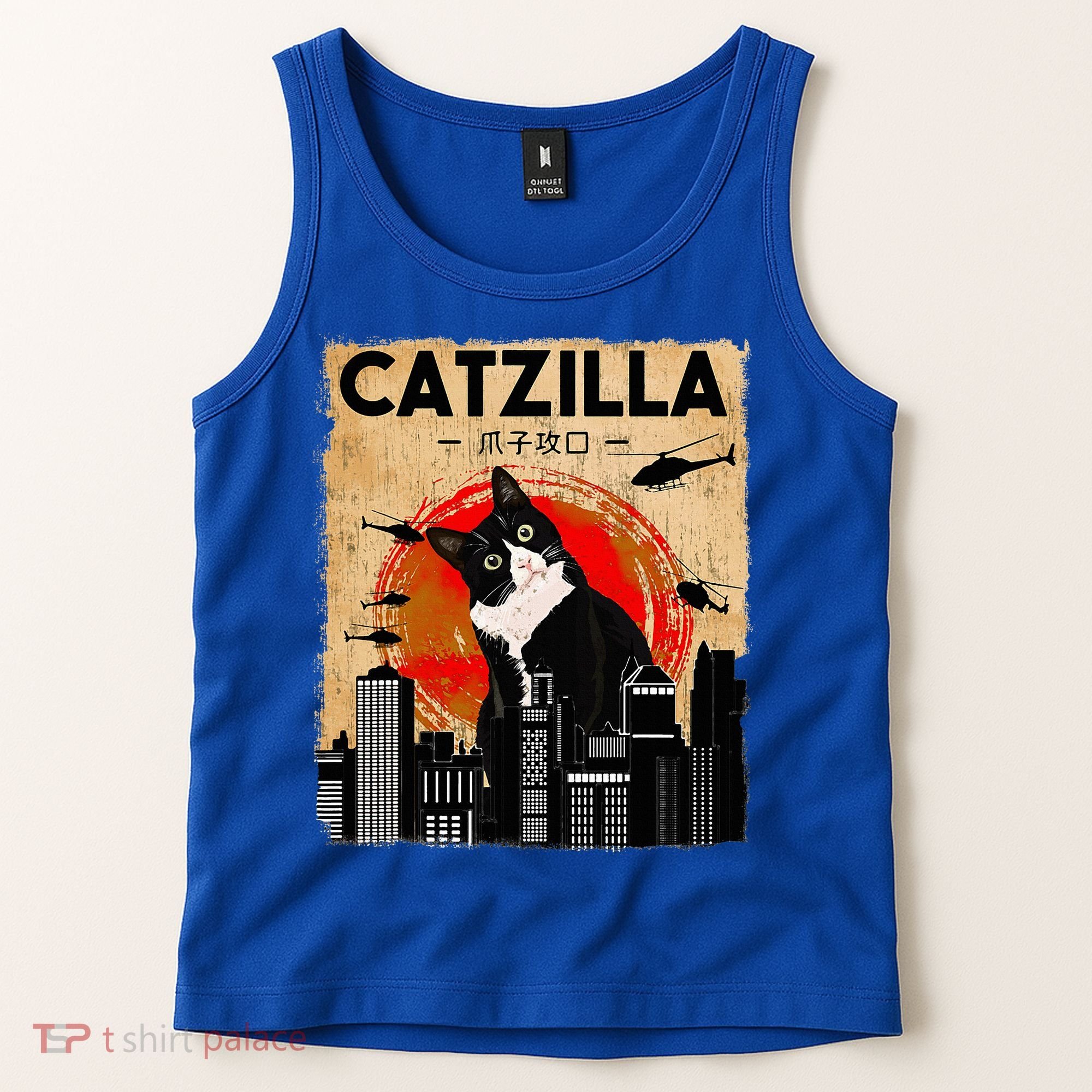 Catzilla Tuxedo Cat And Kitten Tank Top