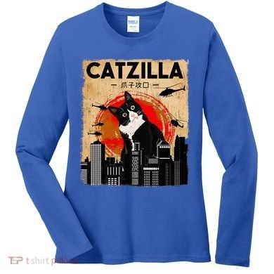 Catzilla Tuxedo Cat And Kitten Women's Long Sleeve Shirt
