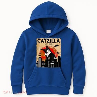 Catzilla Tuxedo Cat And Kitten Kids Hoodie