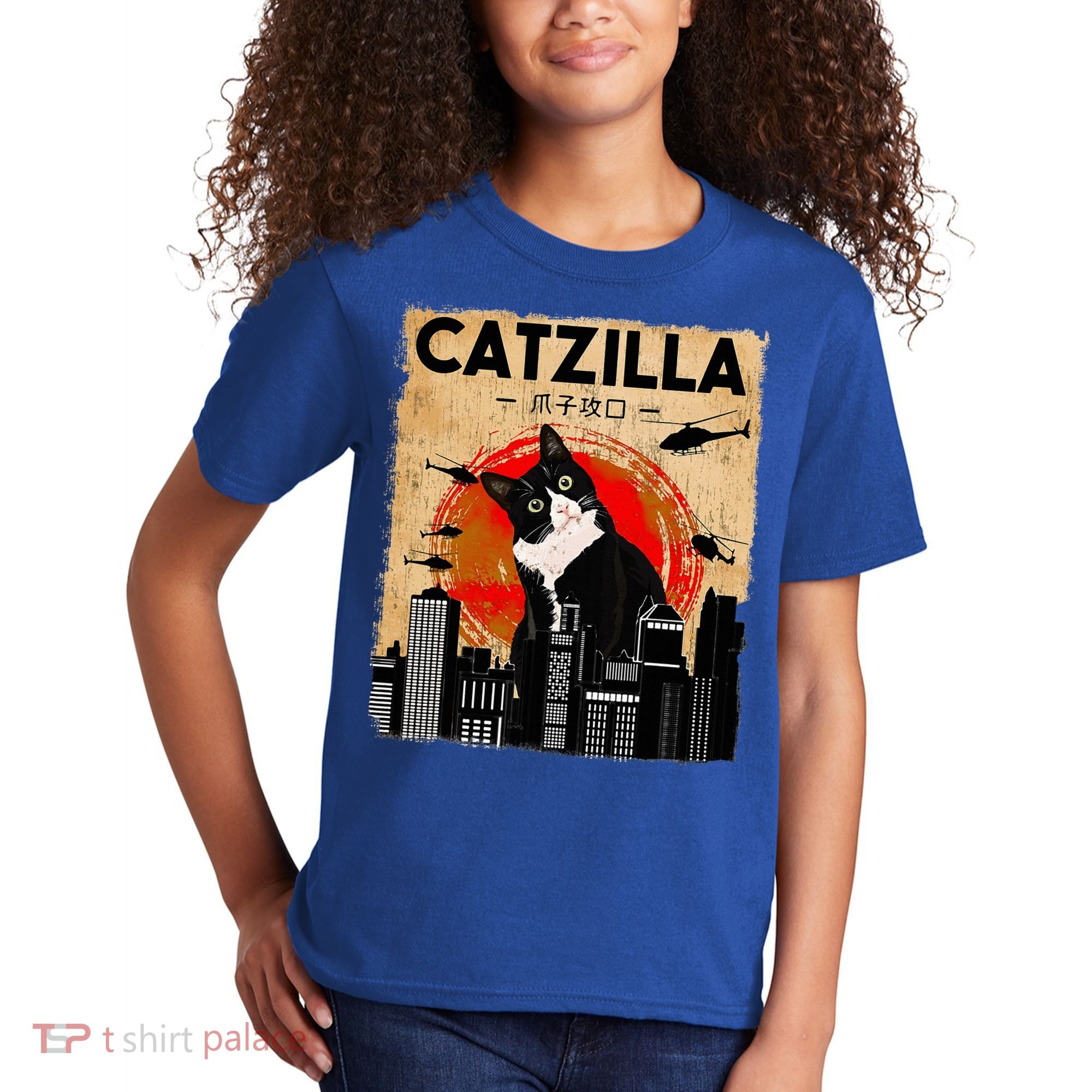 Catzilla Tuxedo Cat And Kitten Kids T-Shirt