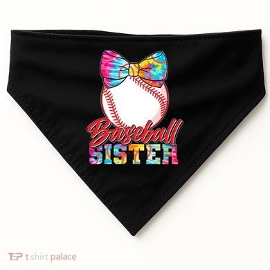 Cute Tie Dye Baseball Sister USA-Made Doggie Bandana