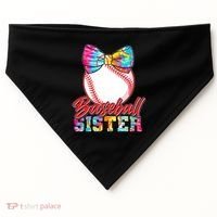 Cute Tie Dye Baseball Sister USA-Made Doggie Bandana thumb 0