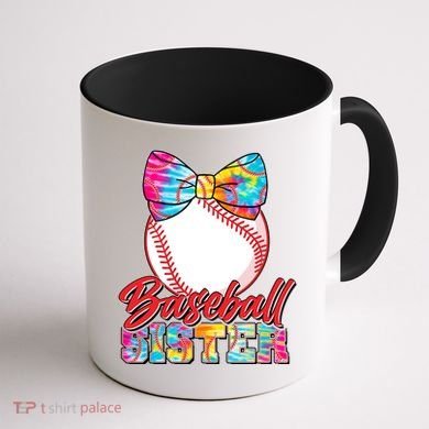 Cute Tie Dye Baseball Sister Coffee Mug back