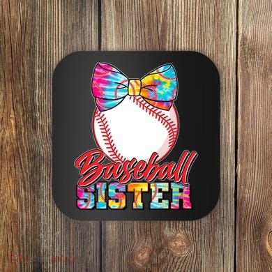 Cute Tie Dye Baseball Sister Coaster